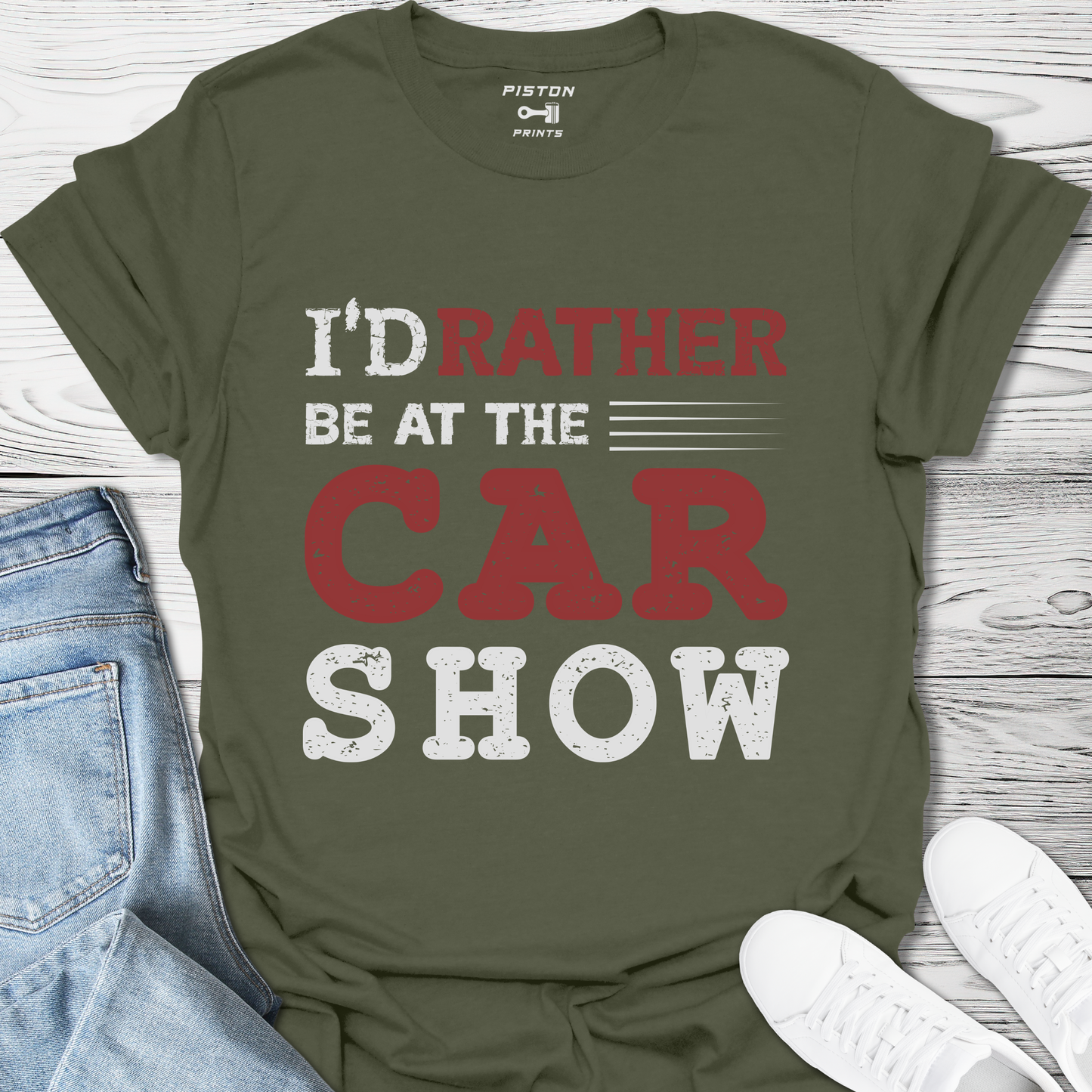 I'd rather be at the car show - T-Shirt